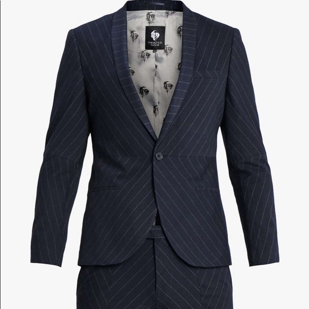 I need this Twisted Tailor navy pinstriped suit